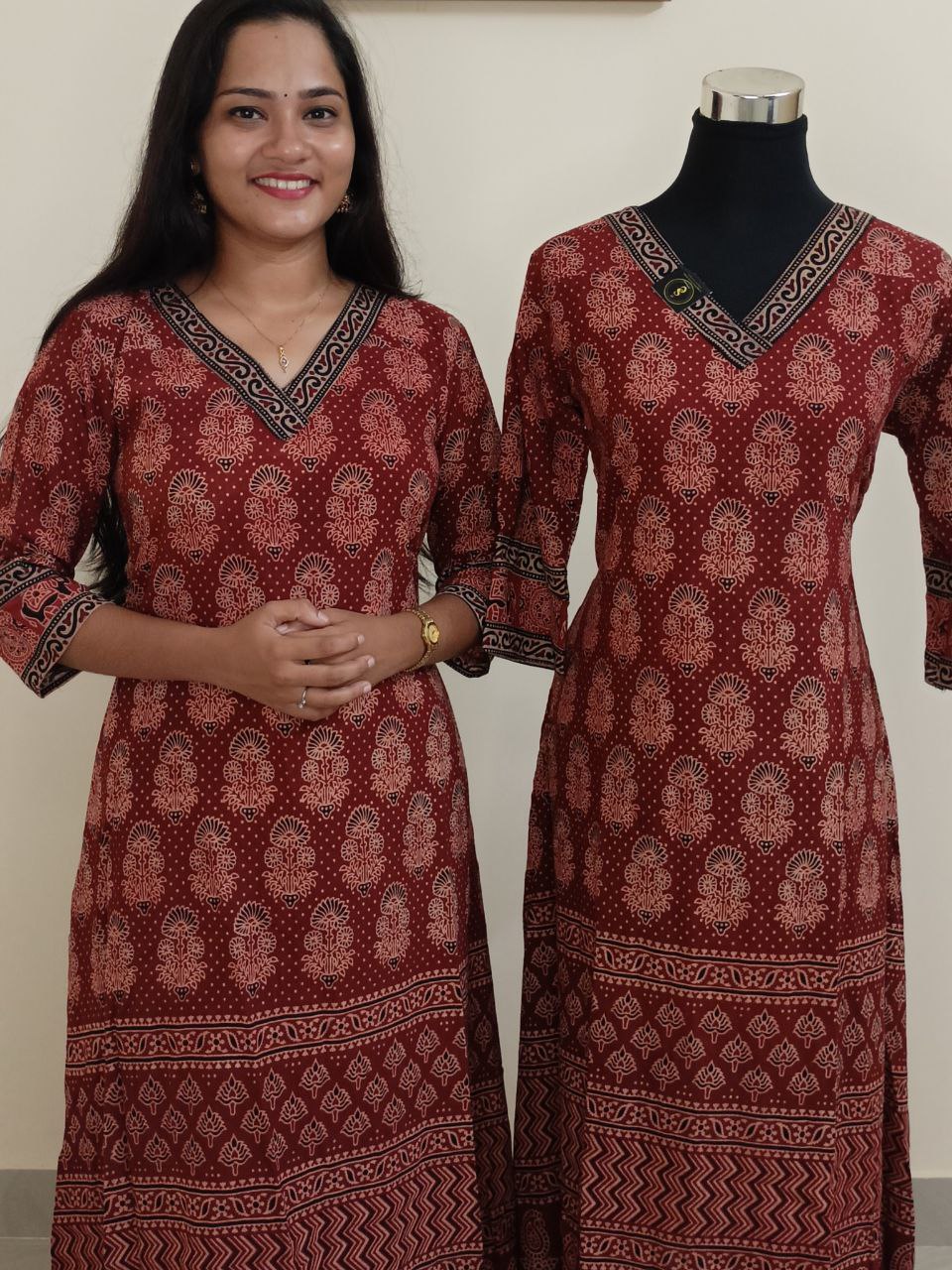 SC2213 - Pure Ajrakh Aline kurtis