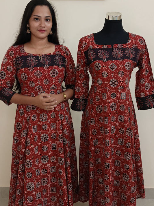 AR2207 - Ajrakh printed Premium Circle cut Anarkalis