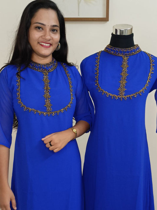 SC2240 - Solid Jewel neck Blooming georgette kurtis