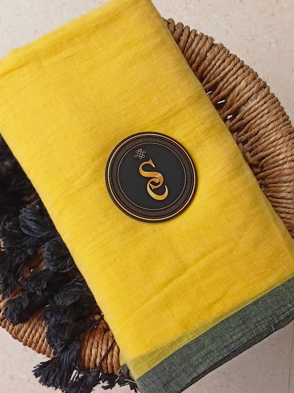 YELLOW01 - Pure Mulcotton 120 count saree, Prebooking item