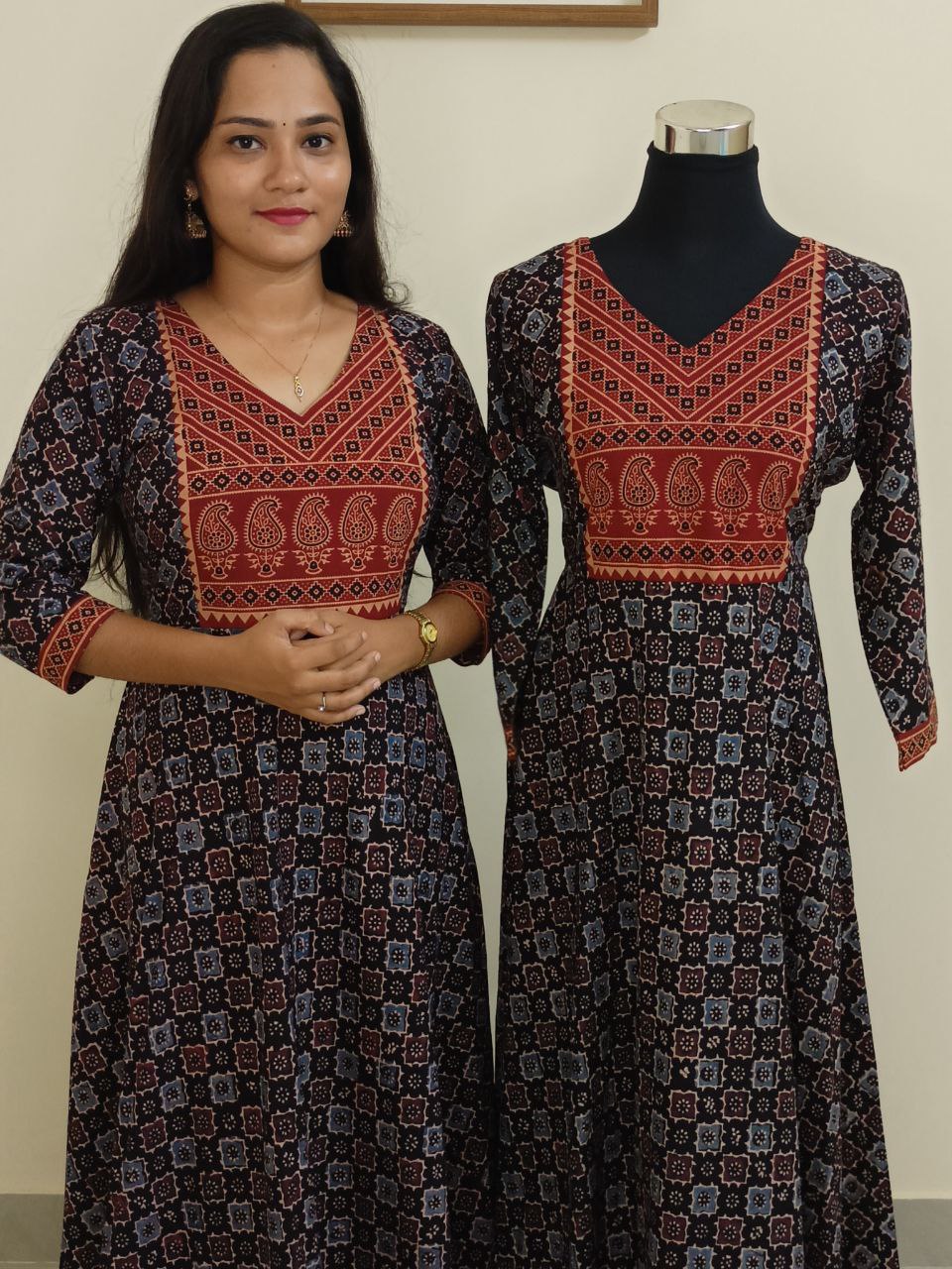 AR2205 - Ajrakh printed Premium Circle cut Anarkalis